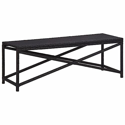 Homgoday Gartenbank Sitzbank Holzbank Balkonbank Terrassenbank Parkbank Bnak Ruhebank ohne Armlehnen & Rückenlehne für Garten Terrasse Balkon 120 cm Poly Rattan Schwarz