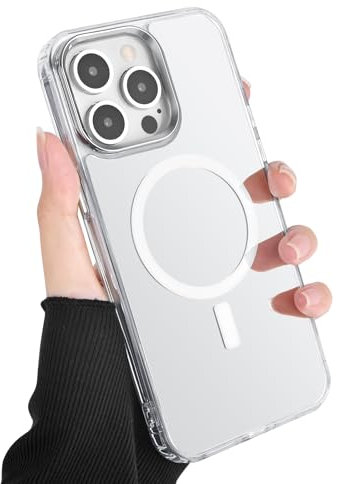 Newseego iPhone 15 Pro Max Case for Women Girls [Compatible with Magsafe], Magnetic Clear Makeup Mirror iPhone Case Cute Shockproof Protective Anti-Scratch Bumper Cover for iPhone 15 Pro Max