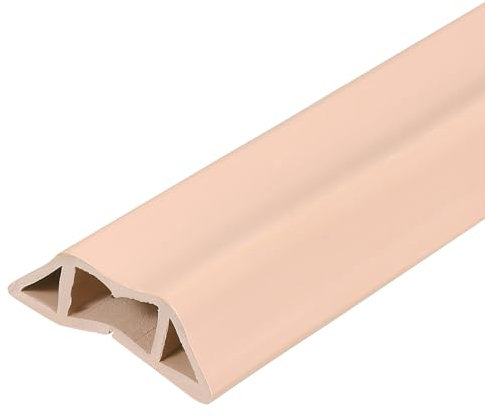 sourcing map 3.9ft Floor Cord Cover PVC Cable Protector 0.8W x 0.4H Cable Management Light Brown