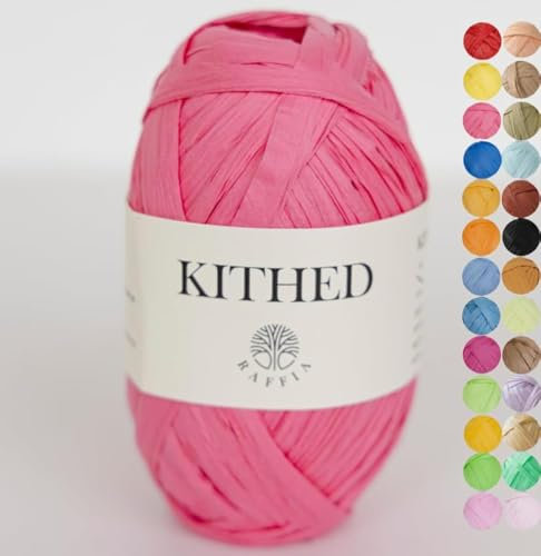 Bastgarn, weiches Bastgarn zum Häkeln, 100 m, glatter Bast zum Handstricken, Sommerhüte und Taschen (19 Rose Pink)