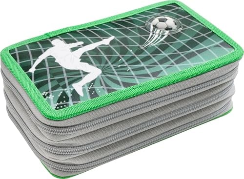 EBERHARD FABER 577473 - Federmäppchen Triple Decker Fußball mit 36 Teilen gefüllt, Federtasche für Jungen und Mädchen