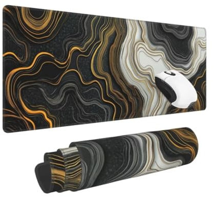 Gaming Mauspad XXL Terrain Großes Mousepad 1200 * 500mm Rutschfeste Schreibtischunterlage Abstrakt Mouse Pad mit Vernähte Kanten Verbessert Desk Mat Geschwindigkeit und Präzision für Gaming und Büro