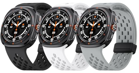 NotoCity per Samsung Galaxy Watch Ultra Cinturino per Uomo Donna, Cinturino Sportivo in Silicone Magnetico per Samsung Galaxy Watch Ultra 47mm, Morbido e Traspirante(Nero+Bianco+Grigio chiaro)