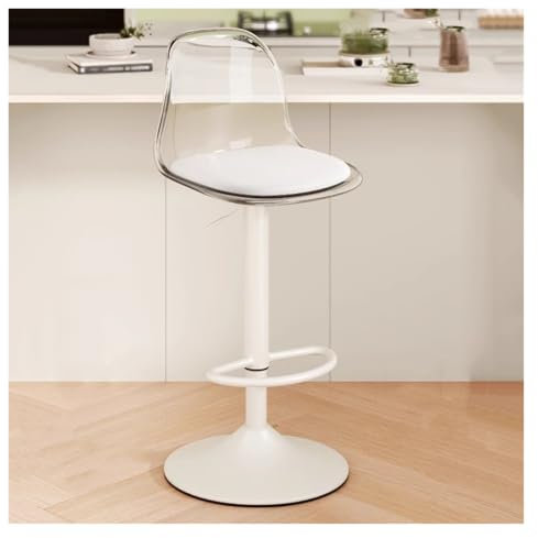 WIGSELBL Barhocker aus Acryl, verstellbare Thekenhöhe, Barhocker mit transparenter Rückseite, transparent, moderne Inselhocker mit Metallbeinen für Bar, Küche (transparent)