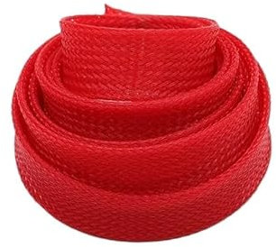 ASZHQUXIUAS Kabelschutz, Kabelaufwicklung, Wickelkabel, rote PET-Geflechthülsen, 2 mm bis 60 mm Geflecht for Drähte, hochdichte isolierte Schlangenhaut-Kabelwickelhülle(16MM*2 Meters)