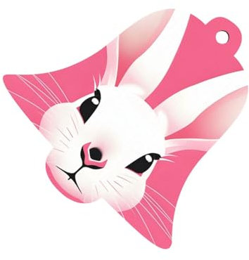 Weißer Hasenkopf aus Holz, doppelseitig, bedruckt, für Bäume, Wände, Türen, Glocken, Weihnachtsdekoration, 6 Stück