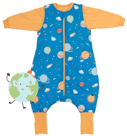 schlummersack Baby Kinder Schlafsack Übergang | mit Füßen, umklappbaren Bündchen und abnehmbaren Ärmeln, leicht gefüttert, Sommerschlafsack, 1.0 Tog