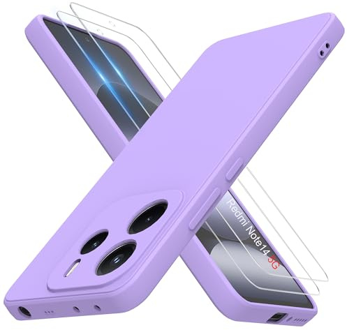 THIYUFUNS Funda con Xiaomi Redmi Note 14 5G con 2 Cristal Templado - Morado