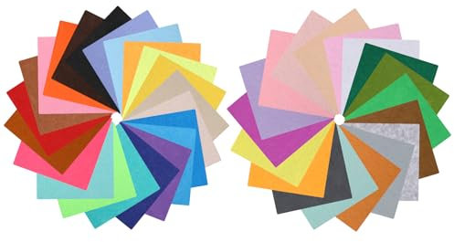 Grevosea 40 Stück Farben Bastelfilz Filz zum Basteln Filzstoff Basteln Bunter Filzstoff Diy Filzplatten 10 * 10cm Farbig Filz Blätter Bastelfilz Diy Filzplatten