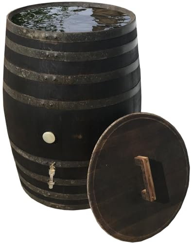 Fassl Baron Holzfass 300 Liter geölt Deckel & Hahn Regentonne gebrauchtes Weinfass D/H=80/100cm Regenfass Barriquefass Eiche Wasserfass Tonne Bottich Fass
