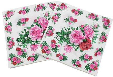 BESPORTBLE 20er Set Floral Servietten - Bedruckte Papierservietten Für Hochzeit - Geburtstag Und Feiern 33x33 Cm Elegante Tischdekoration Für Besondere Anlässe