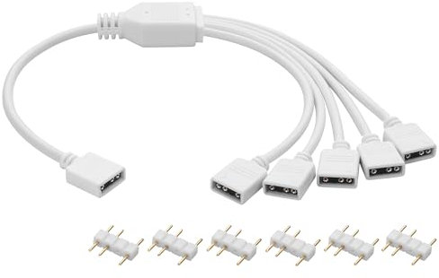 YAODHAOD 12 V 4-polig RGB 5 V 3-polig ARGB Splitter-Kabel & Verlängerungskabel (1-zu-5, ARGB)