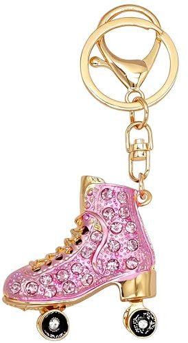 Moydolo Metall Bling Strass Rollschuhe Schlüsselanhänger Anhänger Geschenke für Frauen Mädchen Tasche und Geldbörse