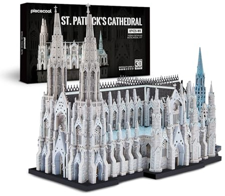 Piececool 3D Puzzles for Adult St. Patrick's Cathedral 3d Metal Model Kit, High difficulty Jigsaw for Adults to Build, 304 Stainless Steel, Assembly is required