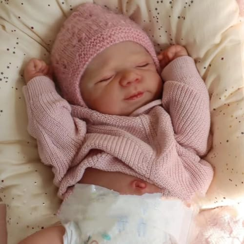 kgniess me Reborn Babys Mädchen Schlafendes Reborn Puppen 19 Zoll Lebensechte Babypuppe Vinyl Körper Sieht aus wie EIN echtes Baby Wiedergeborener Mädchen Mit geschlossenen Augen