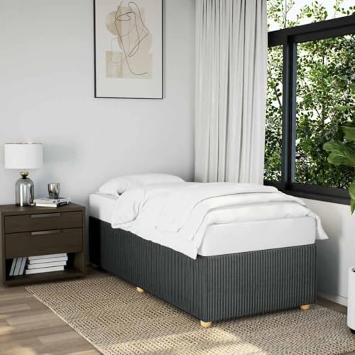 HaoChrymec Bettgestell ohne Matratze Dunkelgrau, Stoffbezug, Lattenrost, Verstärkte Füße, schlafsofa, polsterbett, Für Schlafzimmer & Jugendzimmer, 90x190 cm
