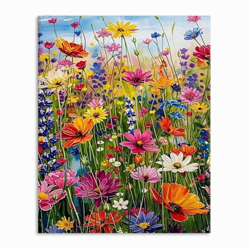 GOUGOUFAFA Flowers Paint by Numbers for Adults, Painting by Numbers Canvas | Wildflowers Adult Paint by Numbers Canvas Kits, Acrylic Painting Kit for Gifts andHome Wall Decor 16x20Inch