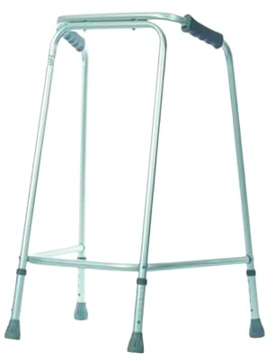 Millercare Ultra Lightweight Aluminium Walking Frame - Height Adjustable Mobility Aid with Non-Slip Ferrules & Ergonomic Hand Grips - Sturdy Folding Frame for Elderly & Disabled | No Wheels, Large