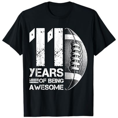 11th Birthday Retro American Football 11 Years Old Boy Girl T-Shirt