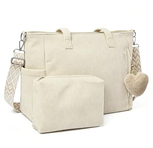 WZHHDM Cord Tote Bag, umhängetasche Cord, Umhängetasche Groß Shopper Tasche | Verstellbarem Schultergurt Handtasche Groß Tasche für Pendeln Einkaufen Reisen