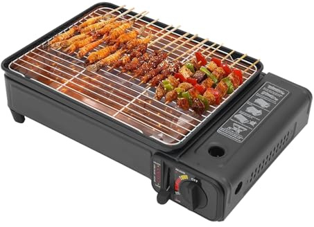 Barbecue a gas da campeggio, 2200 W, portatile, con contenitore del grasso e valigia, per campeggio, riunioni, viaggi in camper