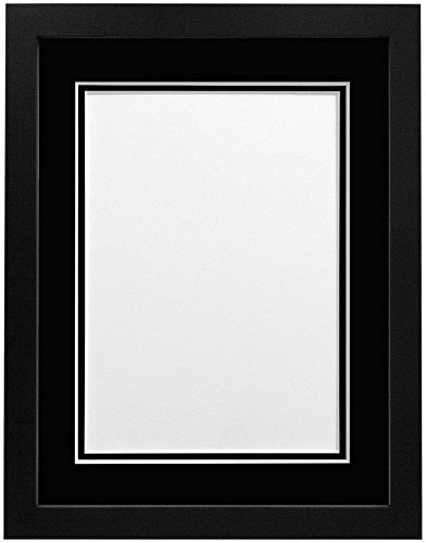 FRAMES BY POST H7 Black Picture Photo Frame With Black Double Mount 20x16 Image Size A3 Plastic Glass