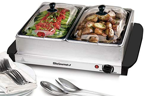 Elite Gourmet EWM-6122 Dual Buffet Server, 5 Qt, Stainless Steel