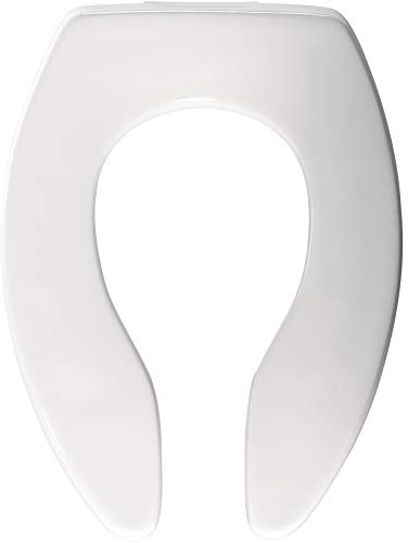 BEMIS 3155CT Commercial Open Front Plastic Toilet Seat, Extra Heavy Duty Industrial Seat without Lid, Secure Installation, Made in USA, Elongated, White