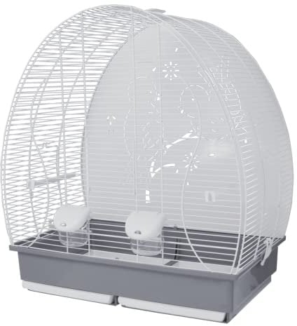 VOLTREGA THE BEST HOME FOR YOUR PET Vogelkäfig für Vögel, klein, grau, mit schönem Motiv auf der Rückseite, Abnehmbare Doppel-Frontplatte, Entworfen und, Blei- und Polypropylenlack, ungiftig