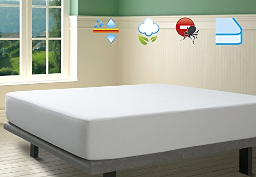 Savel - Fitted Sheet & Mattress Protector, Waterproof and Breathable, 140 x 190/200 cm, White
