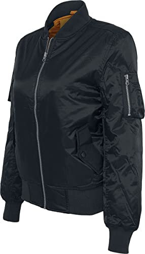 Urban Classics Damen Bomberjacke, Militärmantel, Schwarz, M