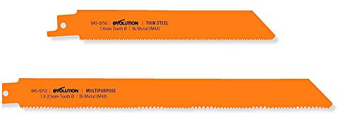 Evolution Power Tools RAGE8 Twin Pack Recip Saw Blades (Thin Steel and Multi-Purpose)