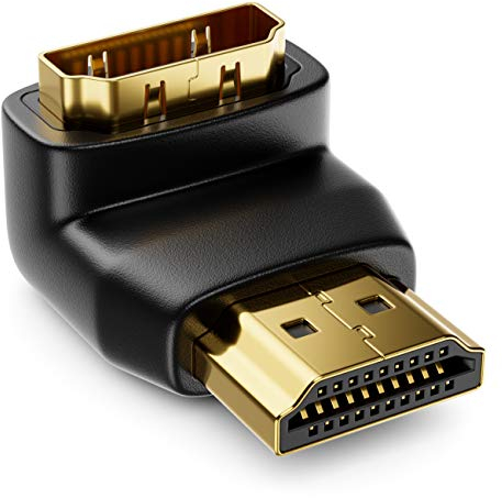 deleyCON Adaptateur HDMI - Coudé à 270° Degrés - Prise Femelle HDMI et Prise Mâle HDMI - Prise Dorée - 3D 1080p Full HD - Noir