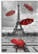 Wandbild XXL Abstrakt Eifelturm Paris rote Regenschirme Eyecatcher auf Leinwand und Keilrahmen. Beste Qualität, handgefertigt in Deutschland! 120x80cm