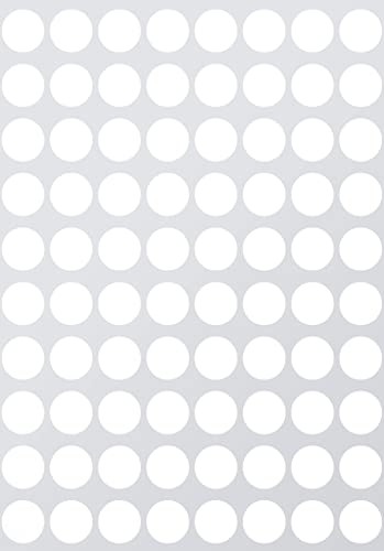 Sticker Weiß 13 mm runde Aufkleber - Größe 1,3 cm Klebepunkte 400 Vorteilspack von Royal Green (Weiß, 1200)