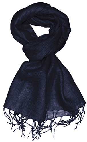 Lorenzo Cana - Herren Schal Leinenschal 100% Leinen 70 cm x 180 cm Tuch Naturfaser Blau 9326111