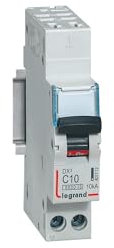 407712 Disjoncteur unipolaire + neutre 10A - 1P+N Courbe C - 6/10kA - Automatique et vis - Legrand DX3