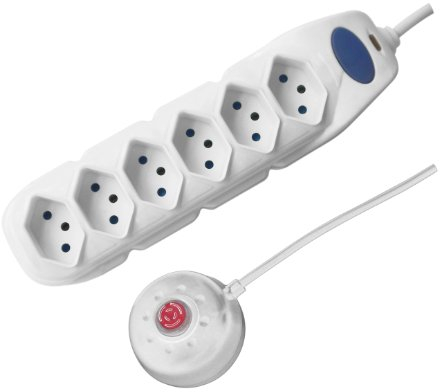 Multiprise 6 prises suisses - Câble 2 m - Prise secteur 10 A - Avec interrupteur ON/OFF