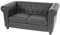 Mendler Luxus 2er Sofa Loungesofa Couch Chesterfield Kunstleder 160cm - runde Füße, schwarz