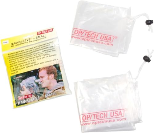 OP/TECH USA Rainsleeve Camera Cover - Clear Rain & Dust Sleeve for Shooting Photos & Video, with Viewfinder Access - Camera Rain Cover, Small, 2 Pack