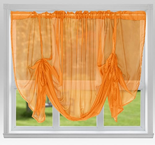 John Aird Voile Tie Blind Curtain Panels 87 Wide x 54 Drop (Orange)
