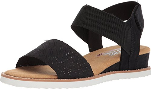 Skechers Damen Desert KISS Knöchelriemchen Sandalen, Black Microfiber Suede/Gore Trim, 35 EU