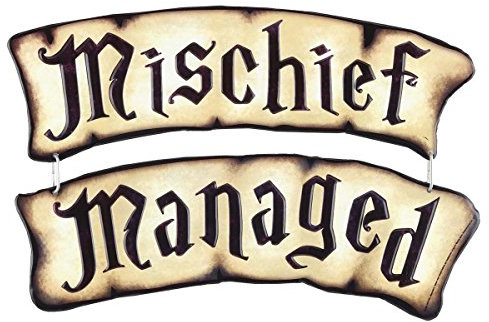 Plaque en métal en relief Harry Potter Mischief Managed – Art mural vintage Harry Potter pour chambre à coucher ou salle de cinéma