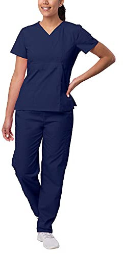 Sivvan Tenue Aide Soignante - Pantalon Cargo à Poches & Blouse Élégante Croisée - S8401 - Navy - L