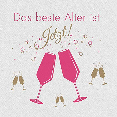 HANTERMANN Spruch Servietten Das Beste Alter pink | Servietten mit Spruch| Premium Airlaid (stoffähnlich) | 50 Stück | 40 x 40cm | perfekt für Hochzeit, Geburtstag, Grillparty | Made in Germany