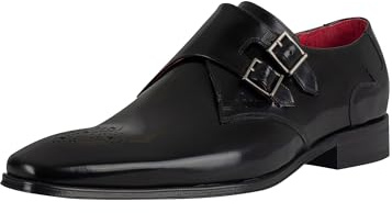 Jeffery West Herren Polierte Lederschuhe Mit Schnalle, Black