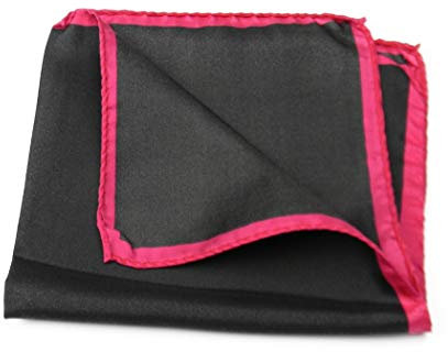 Avantgarde - Pochette Seta Uomo Fazzoletto da Taschino Nero Moro Bordo Vari Colori (Taglia Unica, Fucsia Pink)