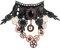 Daimay Gotisch Choker Halskette Halsband Ketten Victorian Steampunk Retro Zahnräder Zahnrad-Blumen für Halloween Ostern Lolita Spitze Geschenk – Schwarz Y484