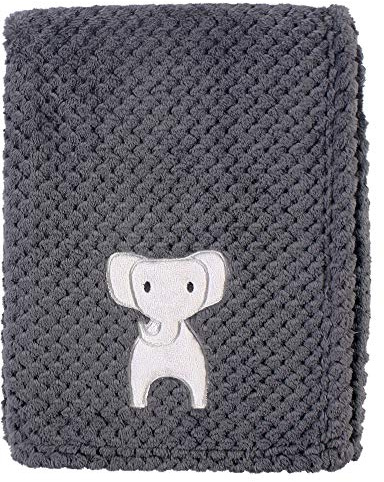 Hudson Baby Unisex Baby Plush Waffle Blanket, Modern Elephant, One Size