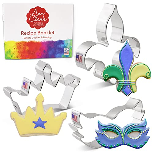 Mardi Gras lot de 3 emporte-pièces, masque, couronne de princesse, fleur de lys par Ann Clark